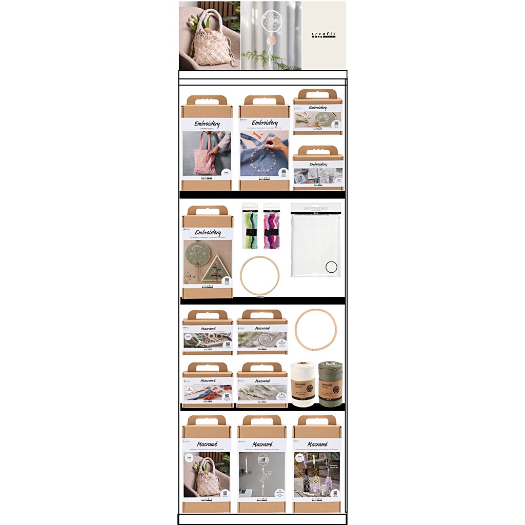 Creativ company floor display, assembled, category: macrame embroidery, adult, height: 1580 mm, length: 600 mm, width: 400 mm, 142 units, 1 piece