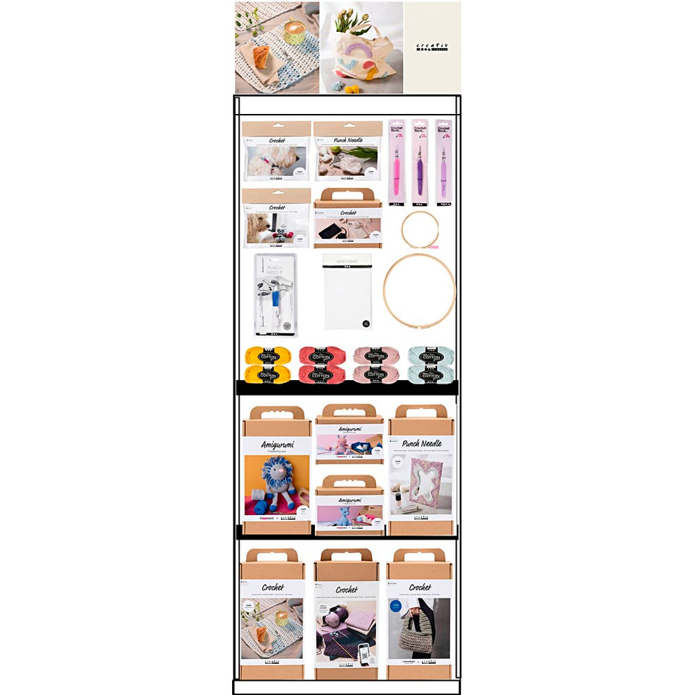Creativ Company floor display, unassembled, category, crochet hook punch needle, adult, h: 1580 mm, l: 600 mm, w: 400 mm, 193 units 1 piece