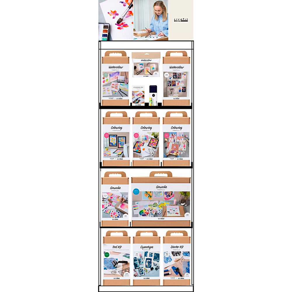 Creativ Company floor display, unassembled, hero art supplies, adult, height 1580 mm, length 600 mm, width 400 mm, 84 units, 1 piece