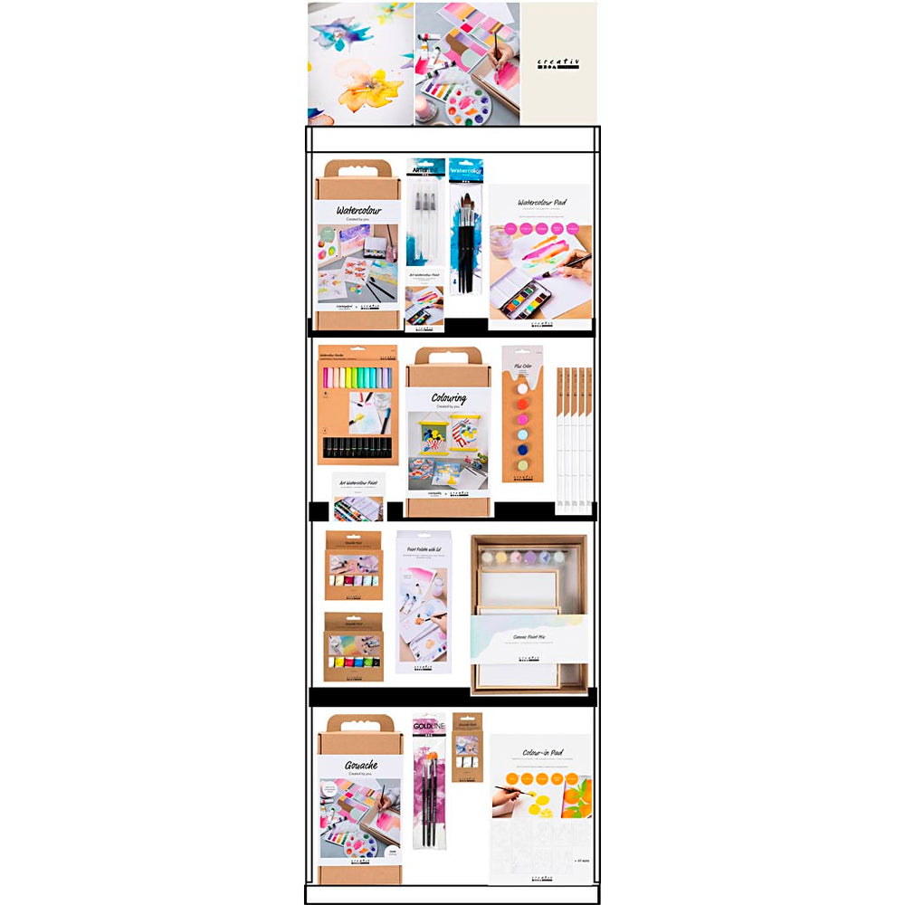 Creativ Company floor display, assembled, category: acrylic paint, watercolor, adult, height: 1580 mm, length: 600 mm, width: 400 mm, 127 units per piece