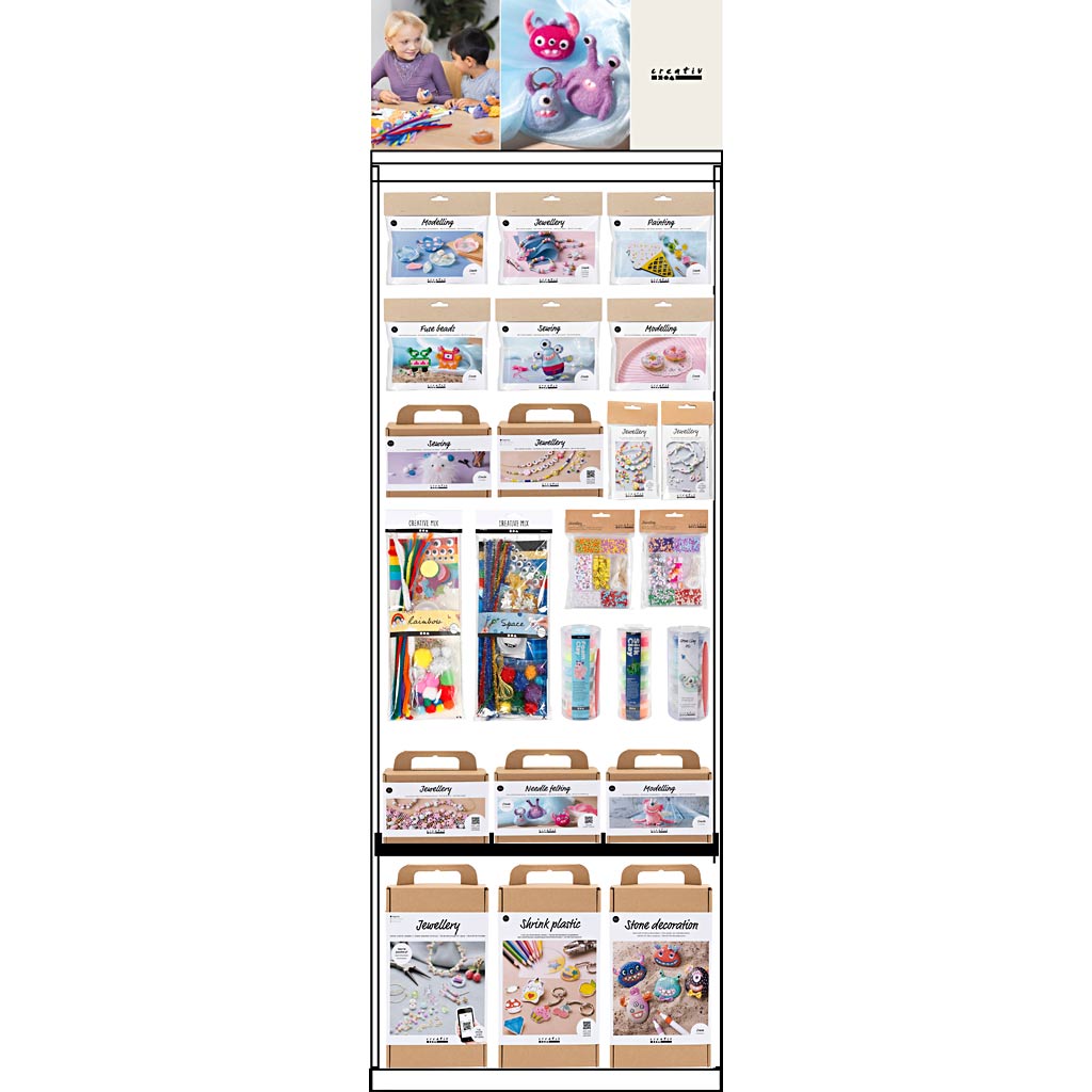 Creativ Company floor display, unassembled, children's favorites, H: 1580 mm, L: 600 mm, W: 400 mm, 126 units, 1 piece