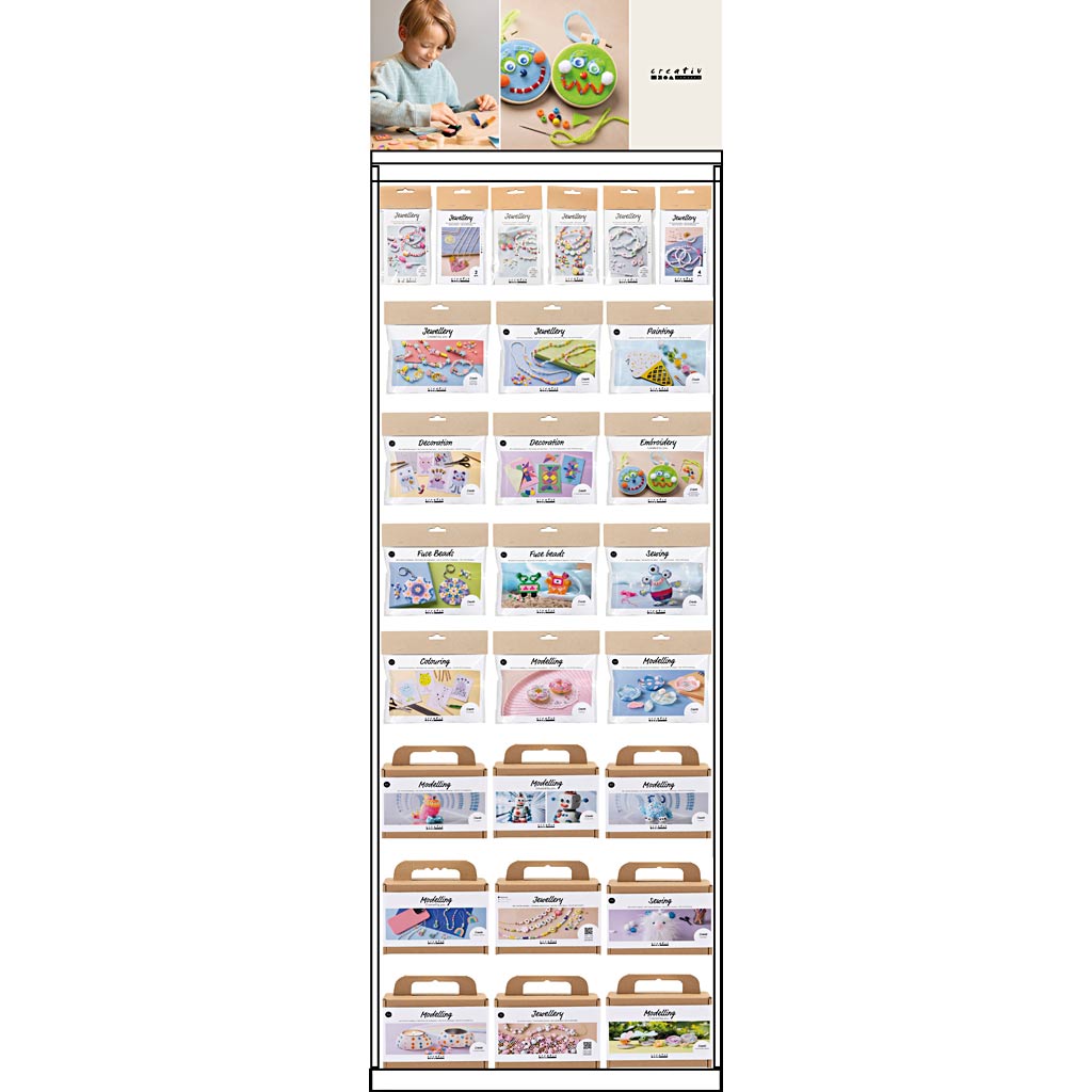 Creativ Company floor display, unassembled, hero child-friendly prices, H: 1580 mm, L: 600 mm, W: 400 mm, 198 units per piece