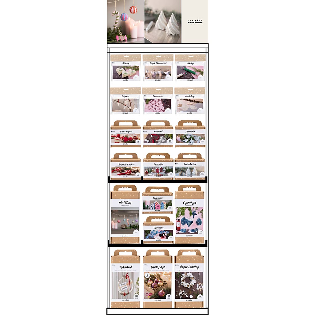 Creativ Company floor display, unassembled, Christmas hero, adults, H: 1580 mm, L: 600 mm, W: 400 mm, 104 units, 1 piece