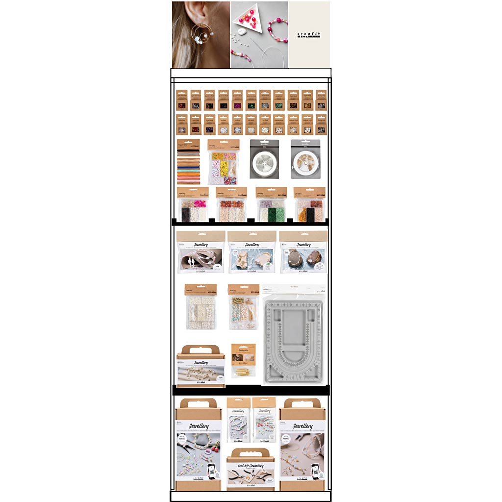 Creativ Company floor display, assembled, category, jewelry mix, adult, height: 1580 mm, length: 600 mm, width: 400 mm, 243 units, 1 piece