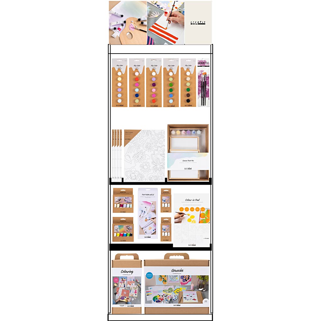 Creativ Company floor display, assembled, category, acrylic paint, adult, height: 1580 mm, length: 600 mm, width: 400 mm, 150 units per piece