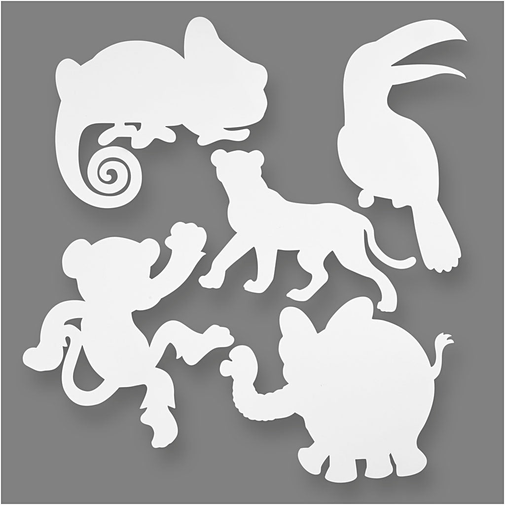 Creativ company jungle animals, h: 14-25 cm, w: 12-23 cm, 230 g, white, 16 pieces 1 box
