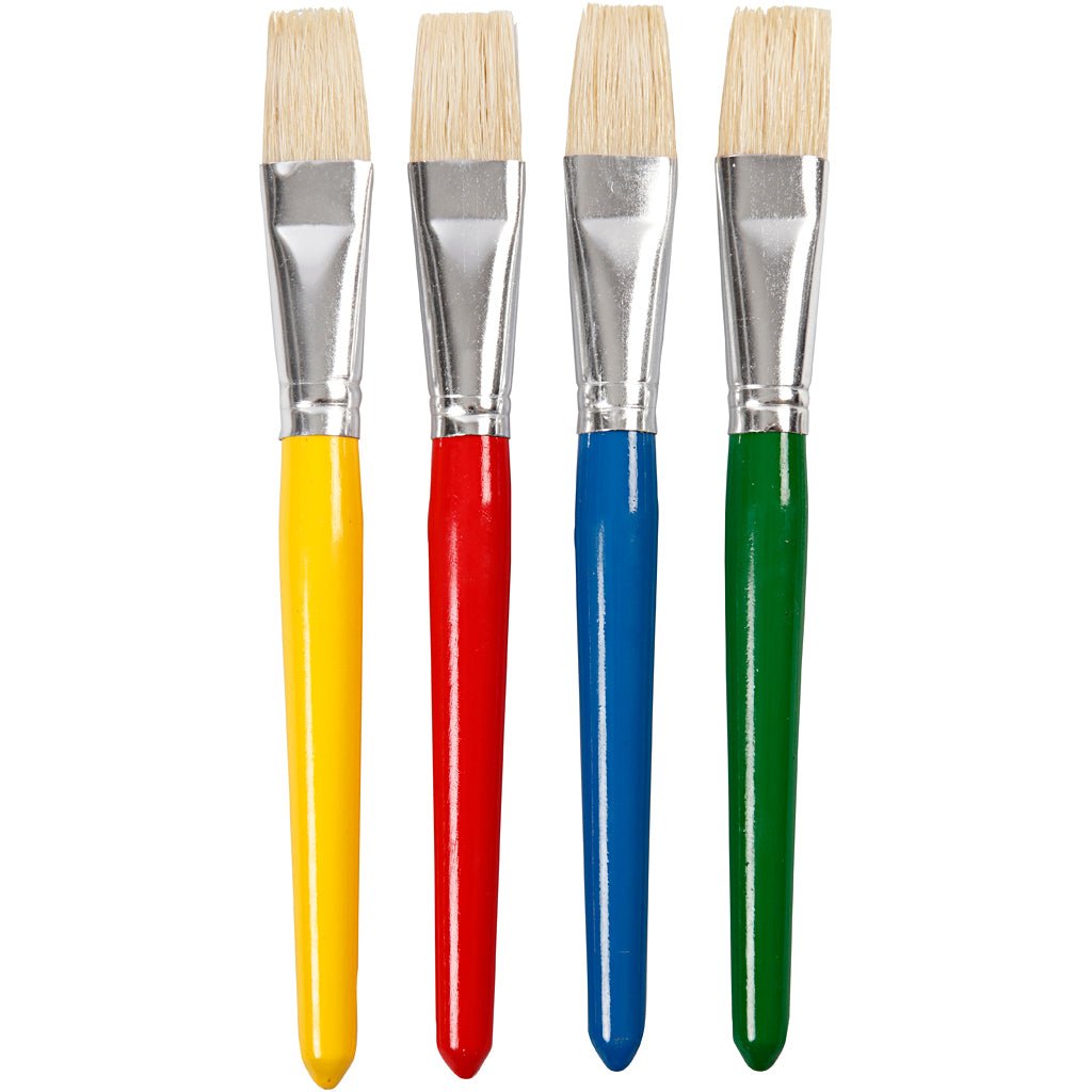 Creativ company brushes for children, l: 19 cm, w: 20 mm, flat, 4 pieces 1 box