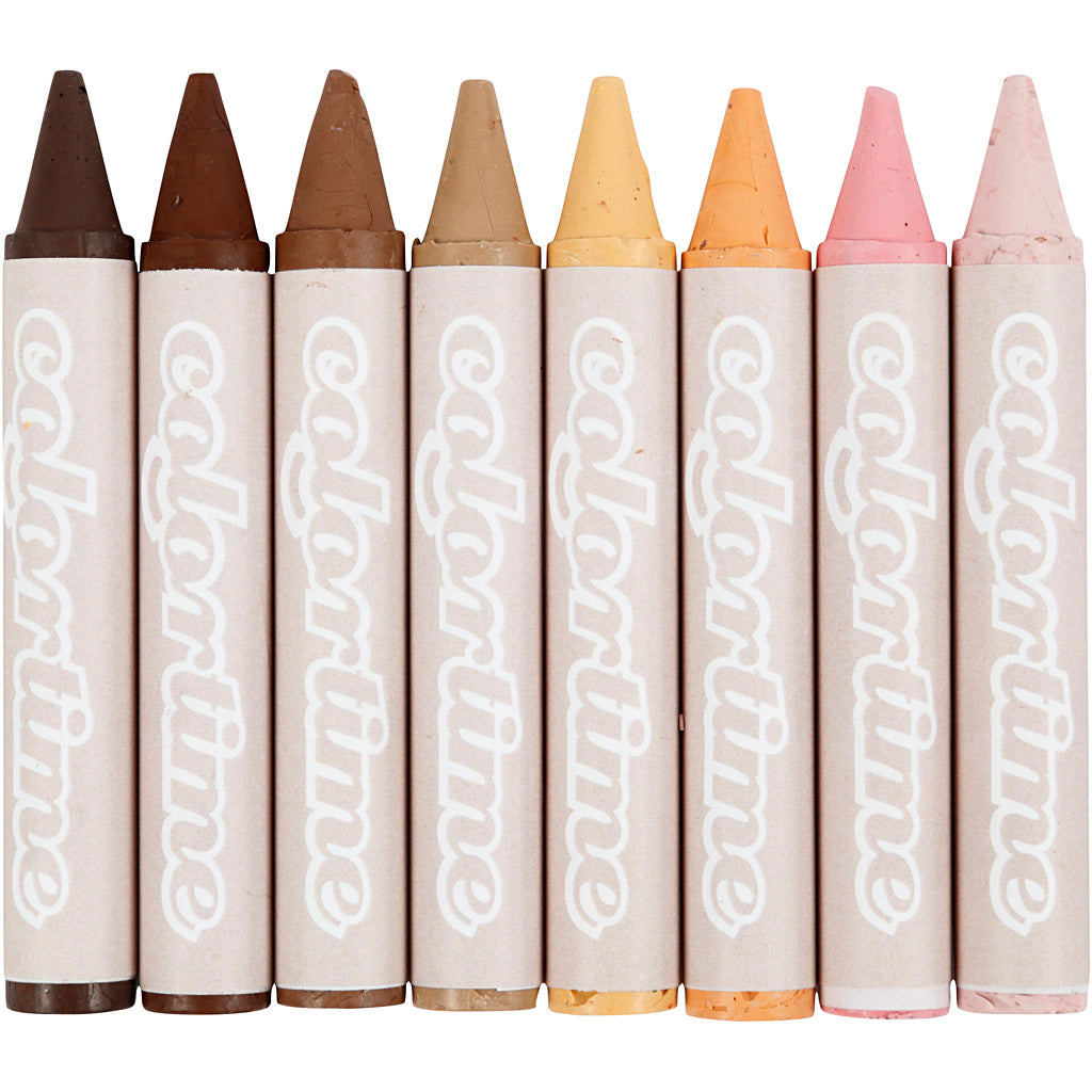 Colortime crayons, length 10 cm, depth 15 mm, skin colors, 8 pieces in a box