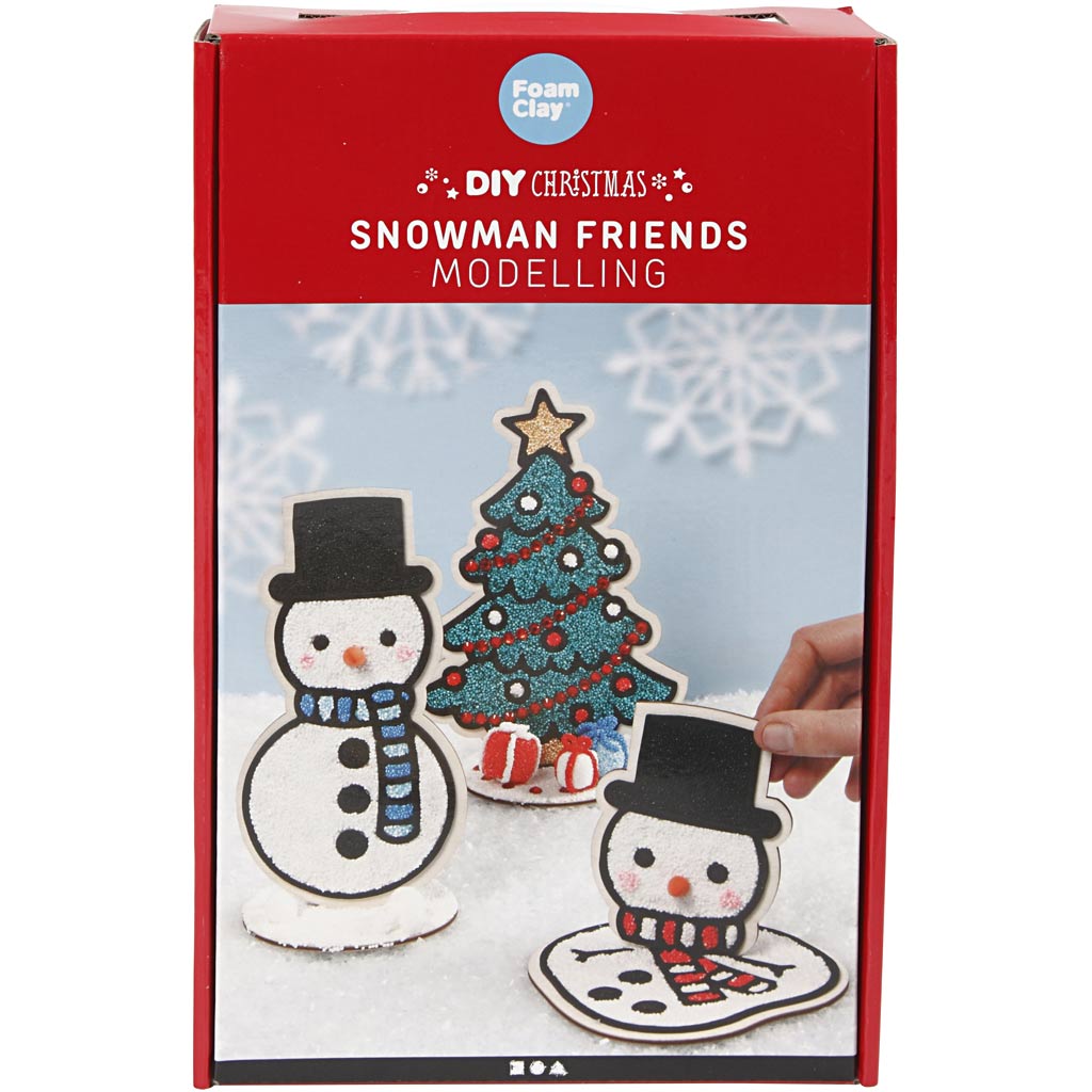 Foam clay snowman with Christmas tree, 1 set