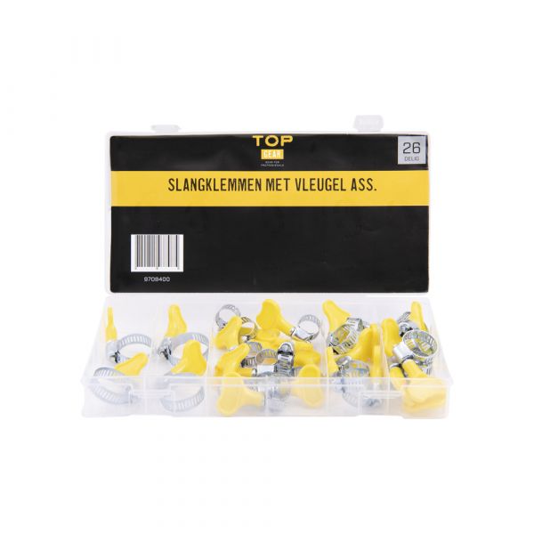 Topgear TOPGEAR Hose clamps with wing ass. 26-piece.