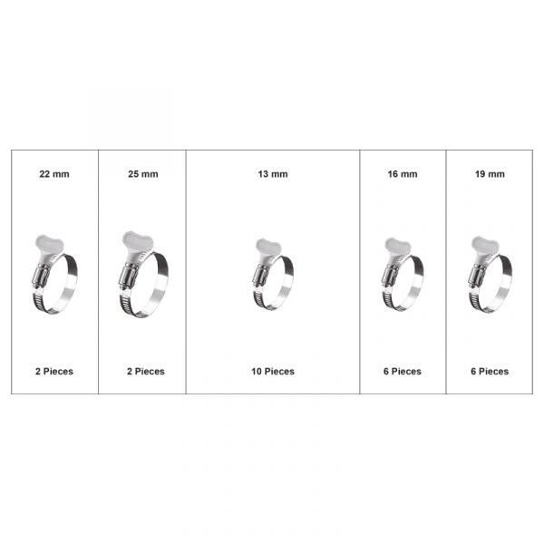 Topgear TOPGEAR Hose clamps with wing ass. 26-piece.
