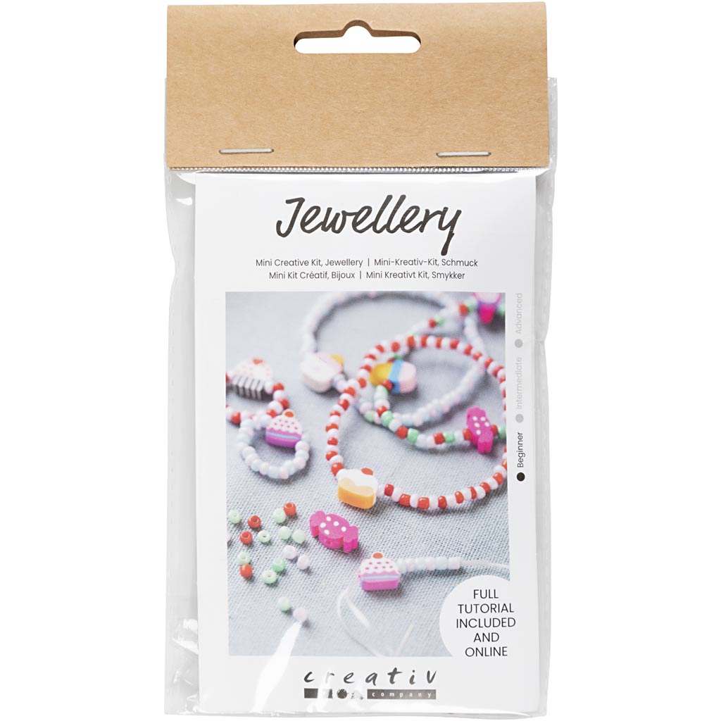 Creativ company mini hobby set jewelry, elastic bracelet and ring, 1 box
