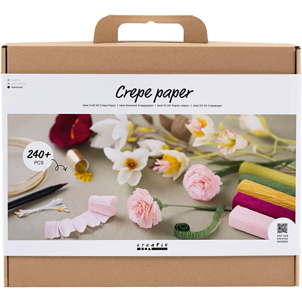 Creativ company maxi hobbyset crêpepapier, bloemen, crêpe-verhouding: 180%, 105 gr, 1 doos