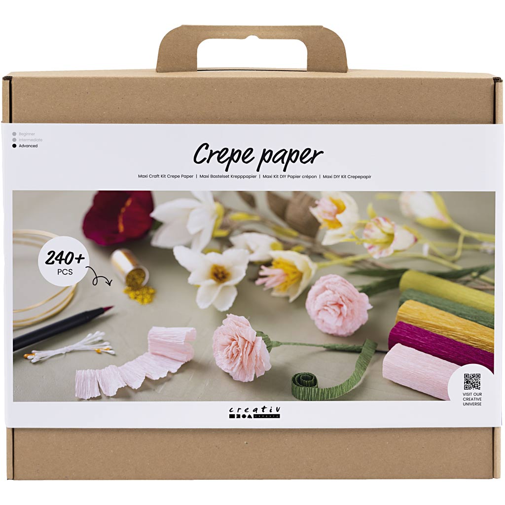 Creativ company maxi hobbyset crêpepapier, bloemen, crêpe-verhouding: 180%, 105 gr, 1 doos