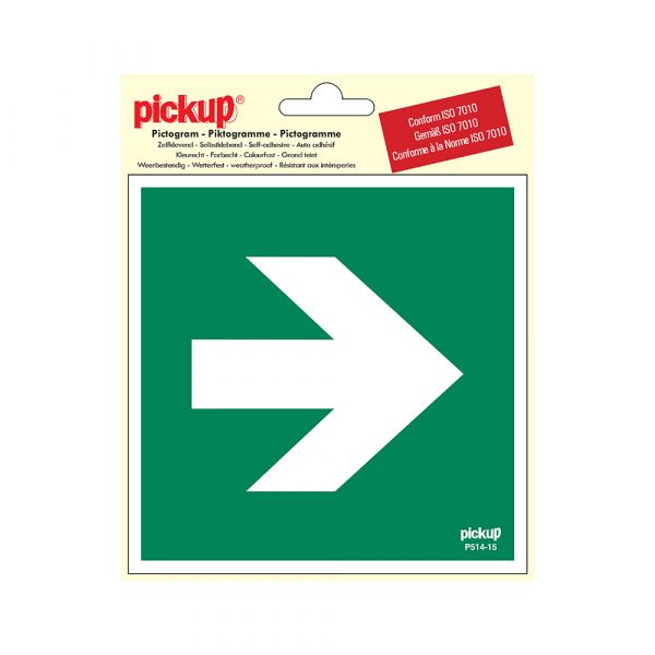 Sticker direction arrow 90 - 150x150 mm.