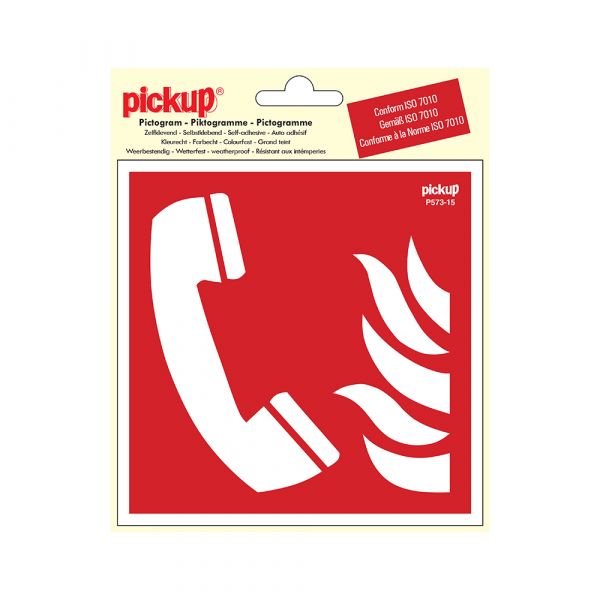 Sticker telephone for fire alarm - 150x150 mm.