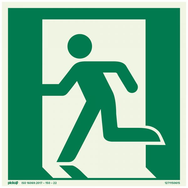 Bord nooduitgang links ftlm - 150x150 mm zelfklevend.