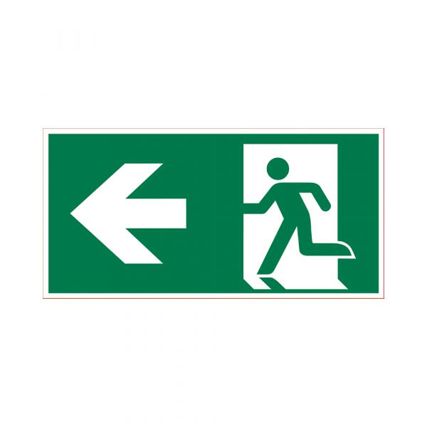 Bord nooduitgang links - 150x300 mm.