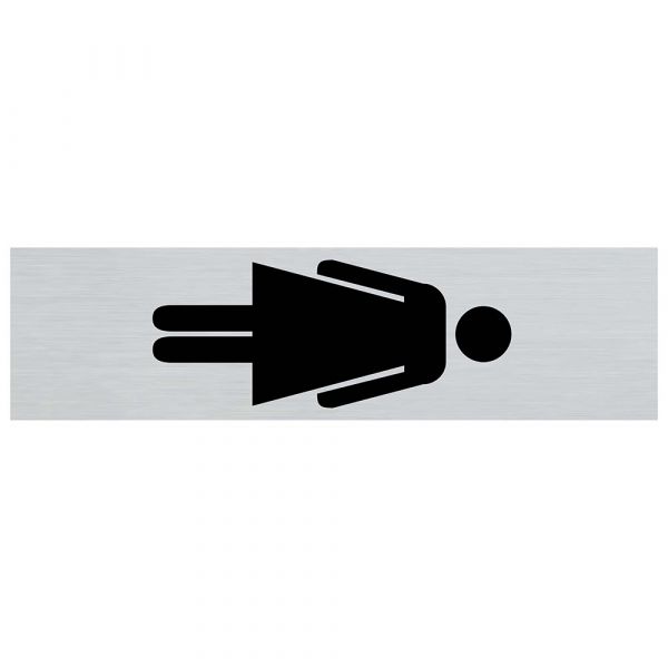 Aluminum plate ladies symbol standing - 165x44 mm self-adhesive.