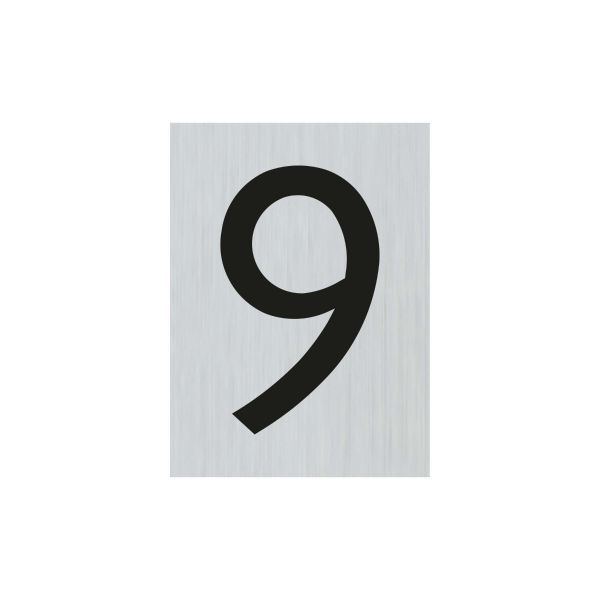 Bord alulook cijfer 9 - 44x60 mm zelfklevend.