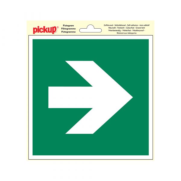 Sticker escape route arrow straight - 200x200 mm.
