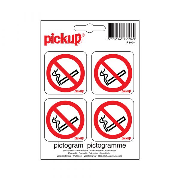 No smoking sticker - 50x50 mm - pack of 4.