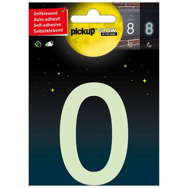 Glow in the dark nummer 0 - 75 mm zelfklevend.