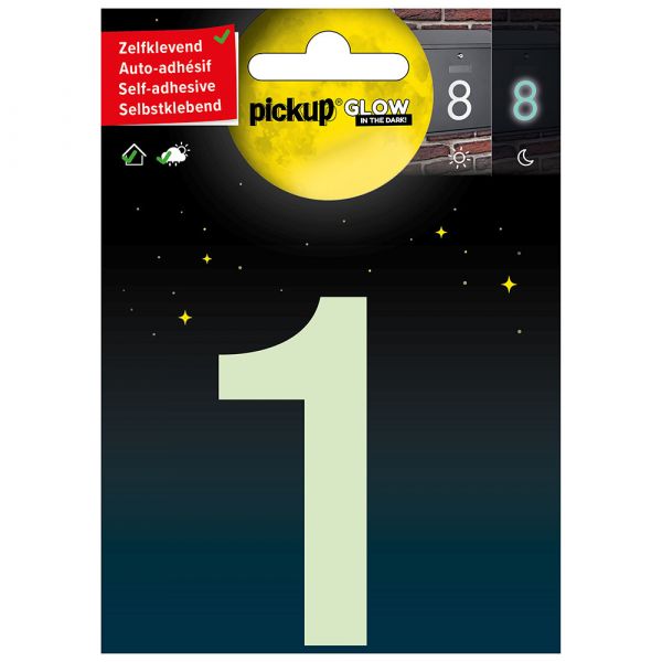 Glow in the dark nummer 1 - 75 mm zelfklevend.