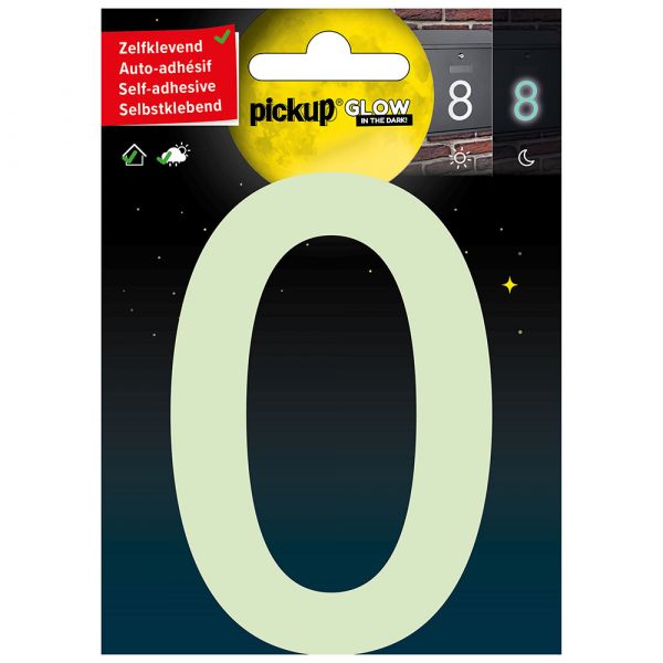 Glow in the Dark Number 0 - 100 mm autoadesivo.