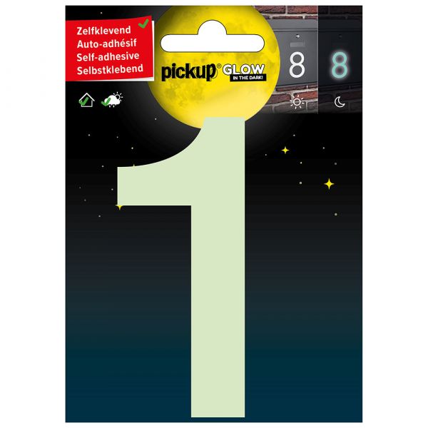 Glow in the Dark Number 1 - 100 mm autoadesivo.