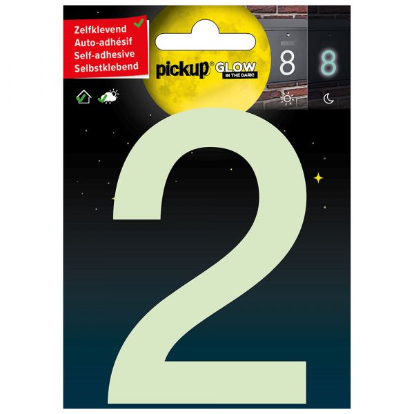 Glow in the Dark Number 2 - 100 mm autoadesivo.