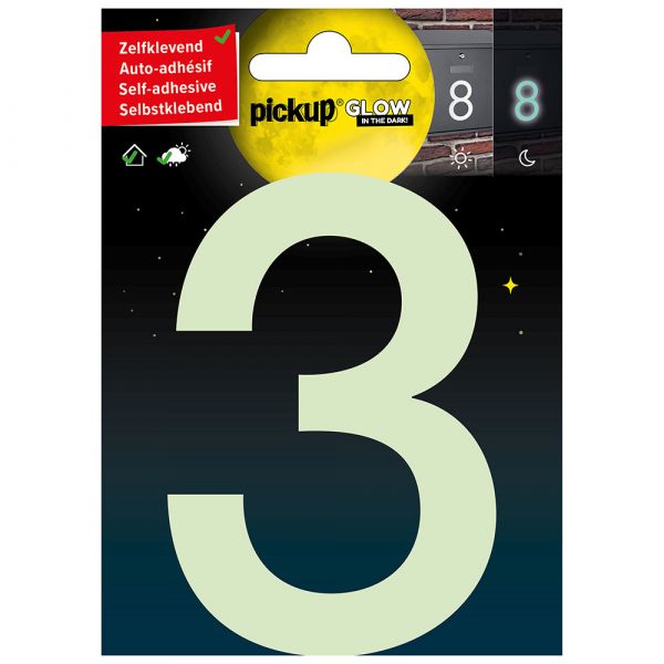 Glow in the Dark Number 3 - 100 mm autoadesivo.