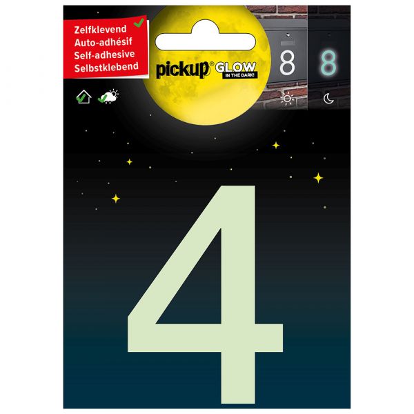 Glow in the dark nummer 4 - 75 mm zelfklevend.