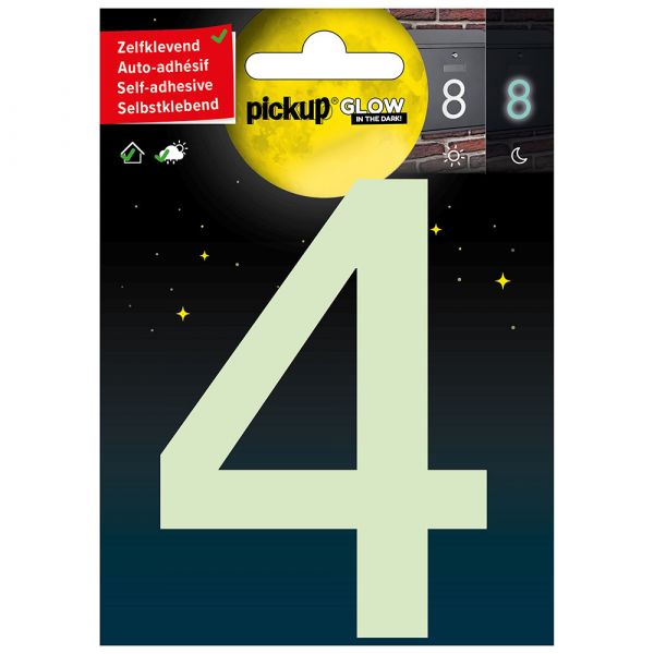 Glow in the Dark Number 4 - 100 mm autoadesivo.