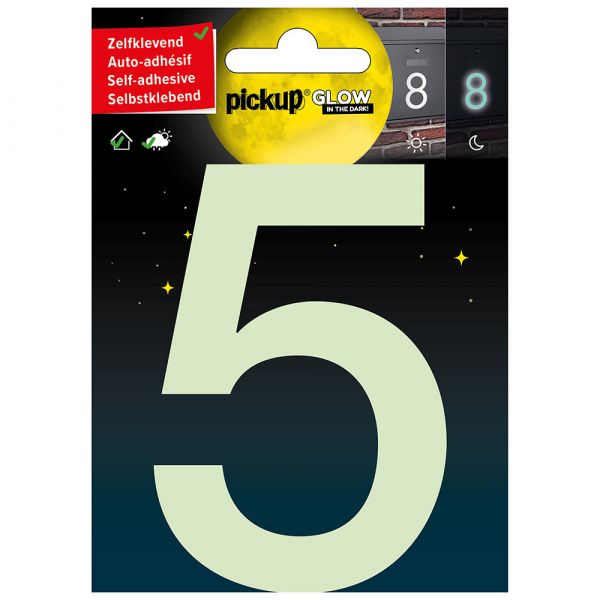 Glow in the Dark Number 5 - 100 mm autoadesivo.