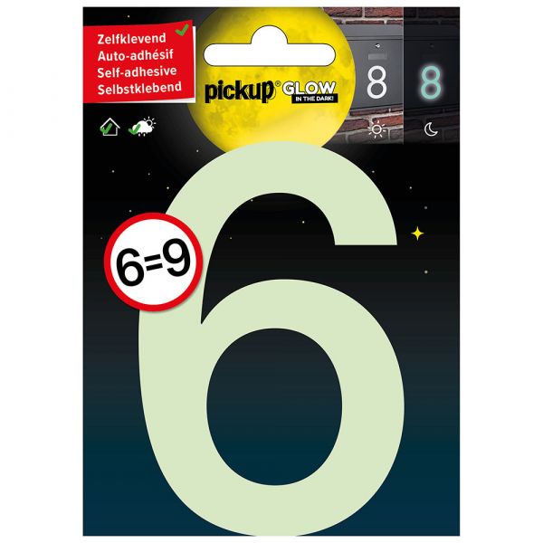 Glow in the Dark Number 6 = 9 - 100 mm autoadesivo.