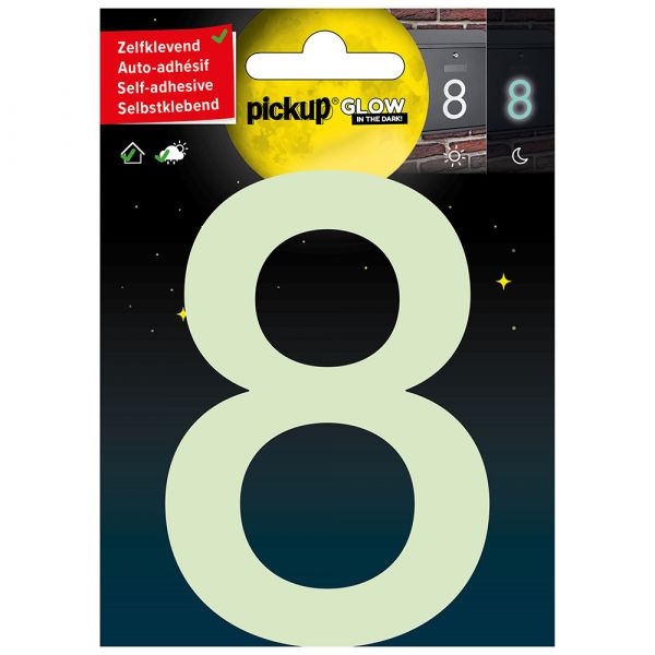 Glow in the Dark Number 8 - 100 mm autoadesivo.