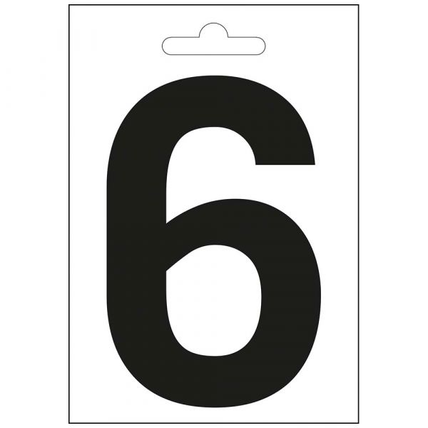 Nautic cijfer 6 zwart 100 mm.