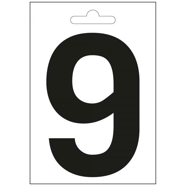 Nautic cijfer 9 zwart 100 mm.