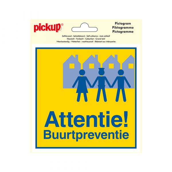 Attention des autocollants Prévention du quartier - 150x150 mm.