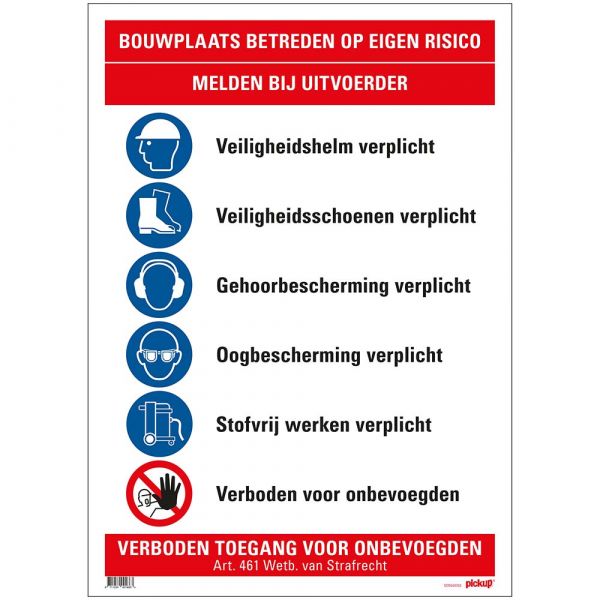 Construction Board Bouwplaats che entra da solo - 500x700 mm.