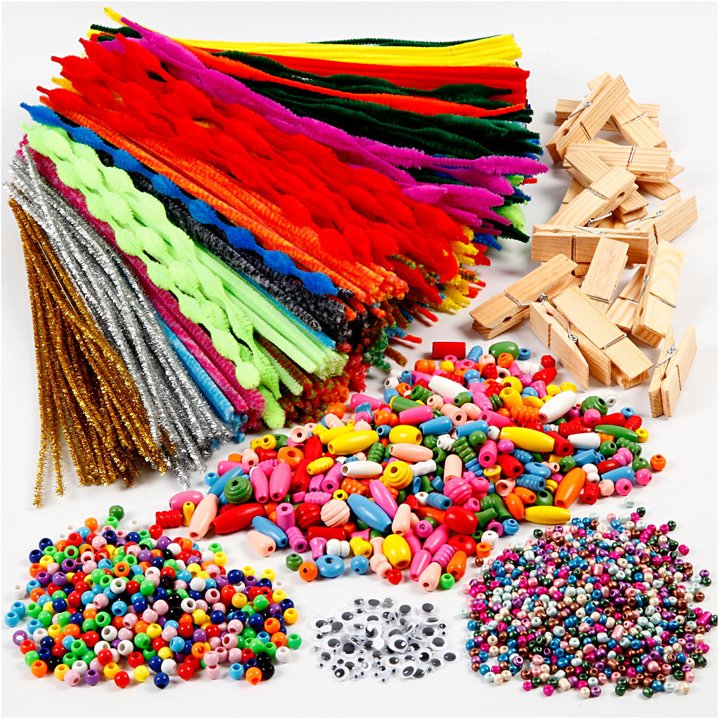 Creativ company pret met wasknijpers en chenilledraad, diverse kleuren, 1 set