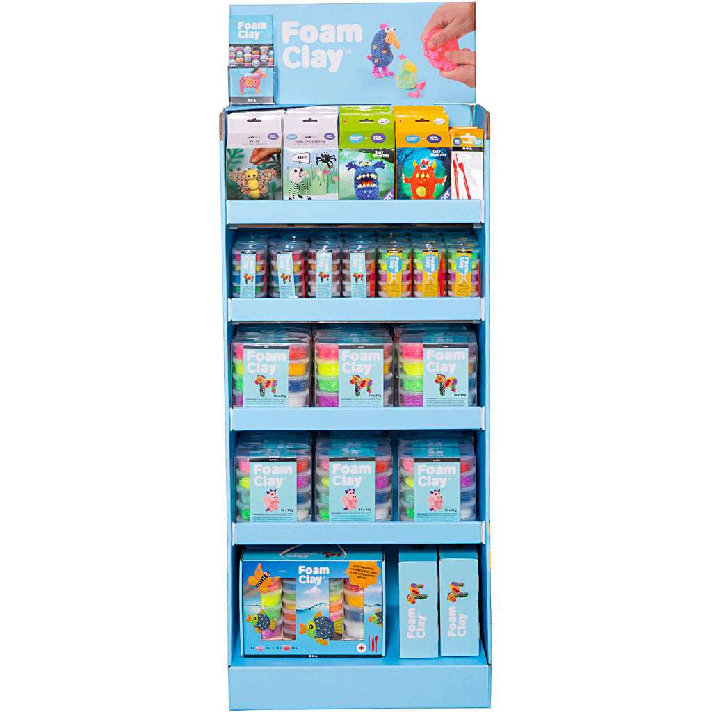 Foam clay floor display® - customizable, height 1560 mm, depth 390 mm, width 580 mm, various colors, 102 units per box