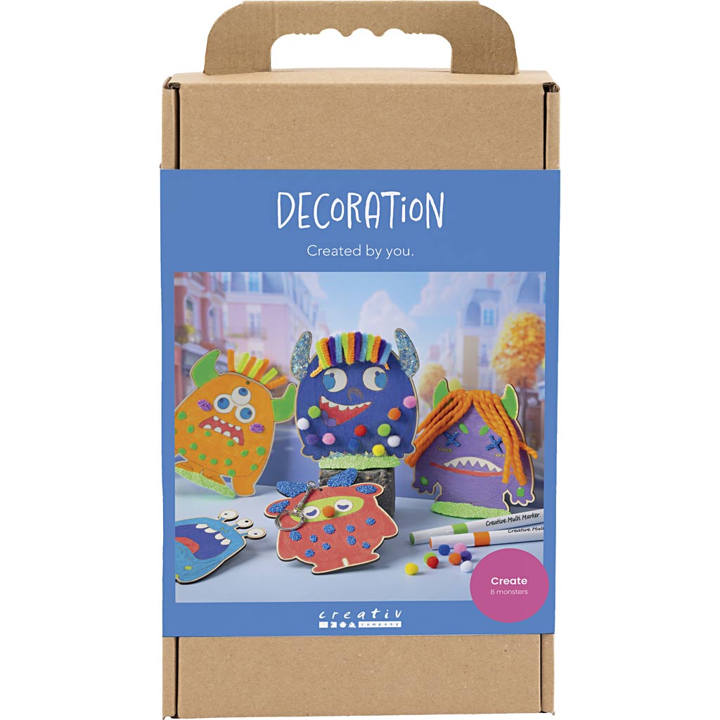 Creativ company hobbyset decoratie, monsters, kleurrijk, vrolijke kleuren, sterke kleuren, 1 doos