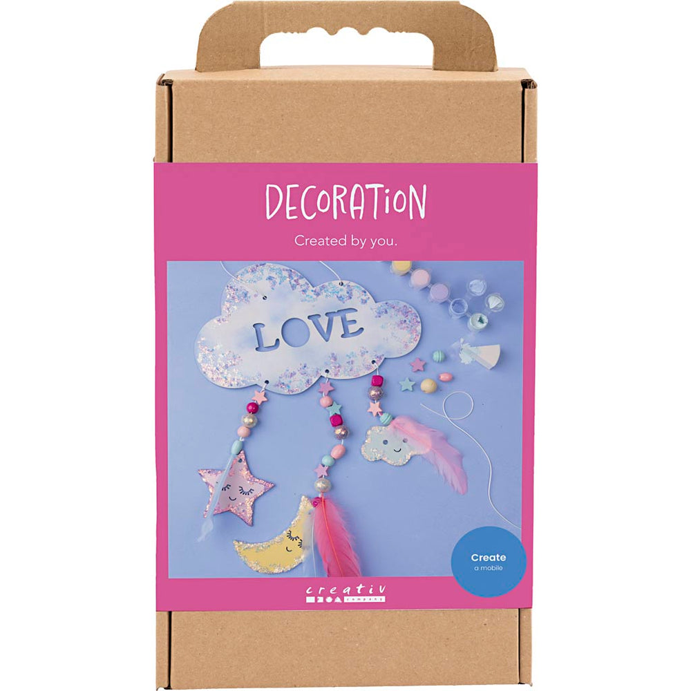 Creativ company hobby set decoration, cloud, moon, star, glitter colors, pastel colors, 1 box