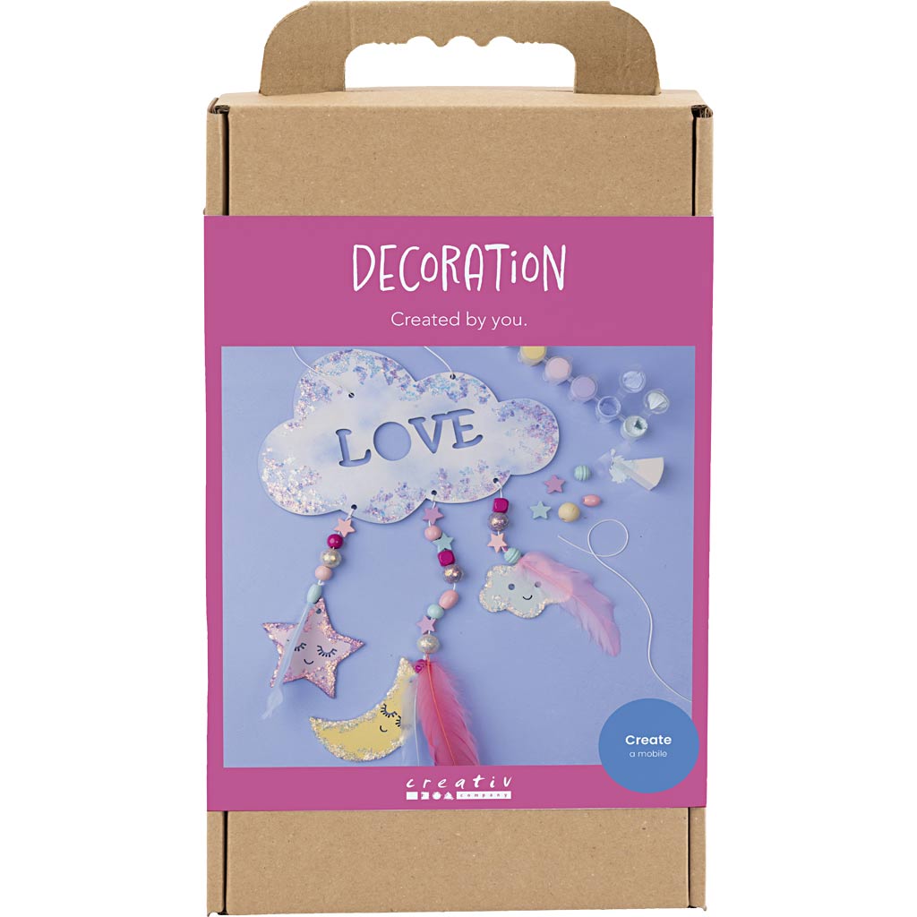 Creativ company hobby set decoration, cloud, moon, star, glitter colors, pastel colors, 1 box