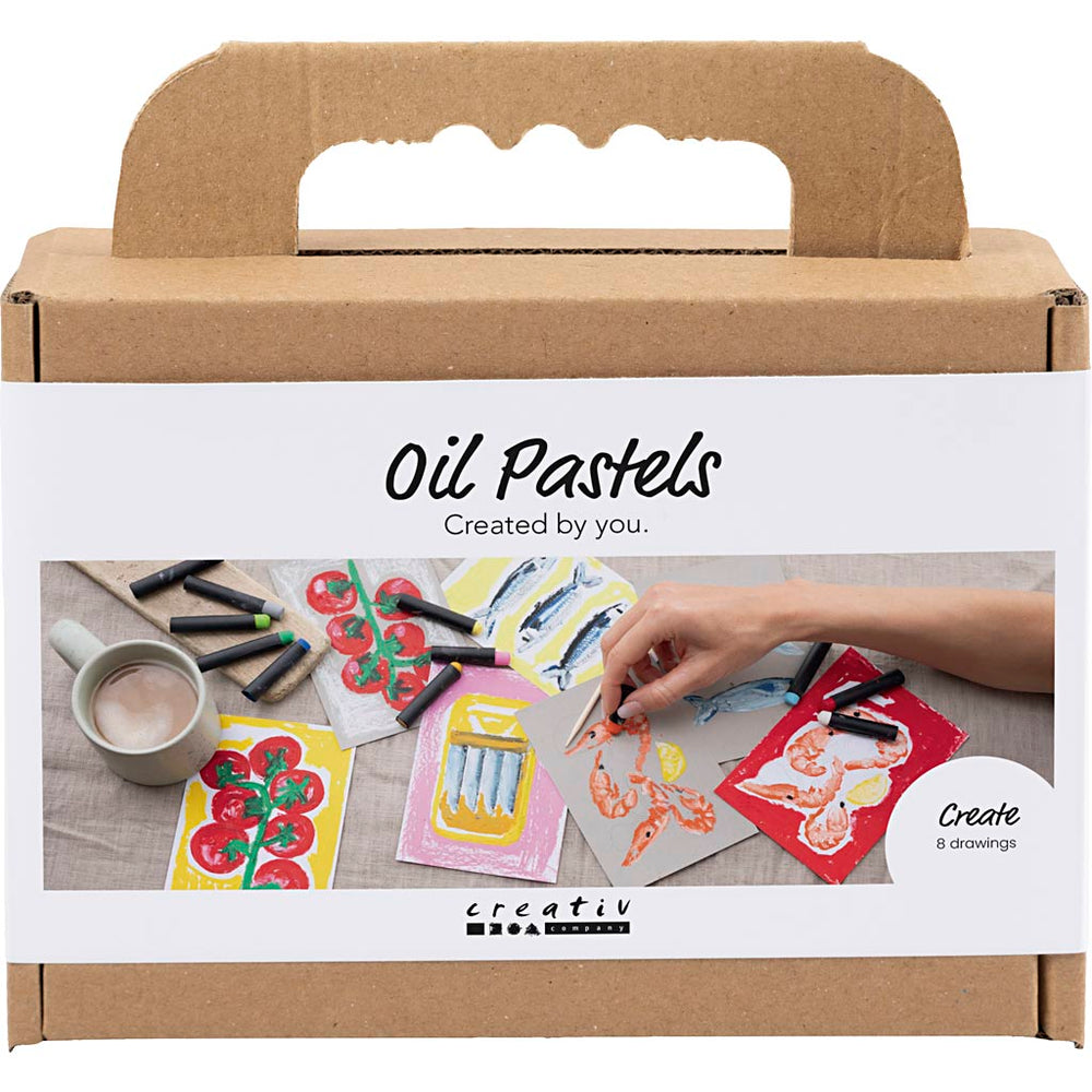 Creativ company mini hobbyset oliepastel, grijs, wit, 1 doos
