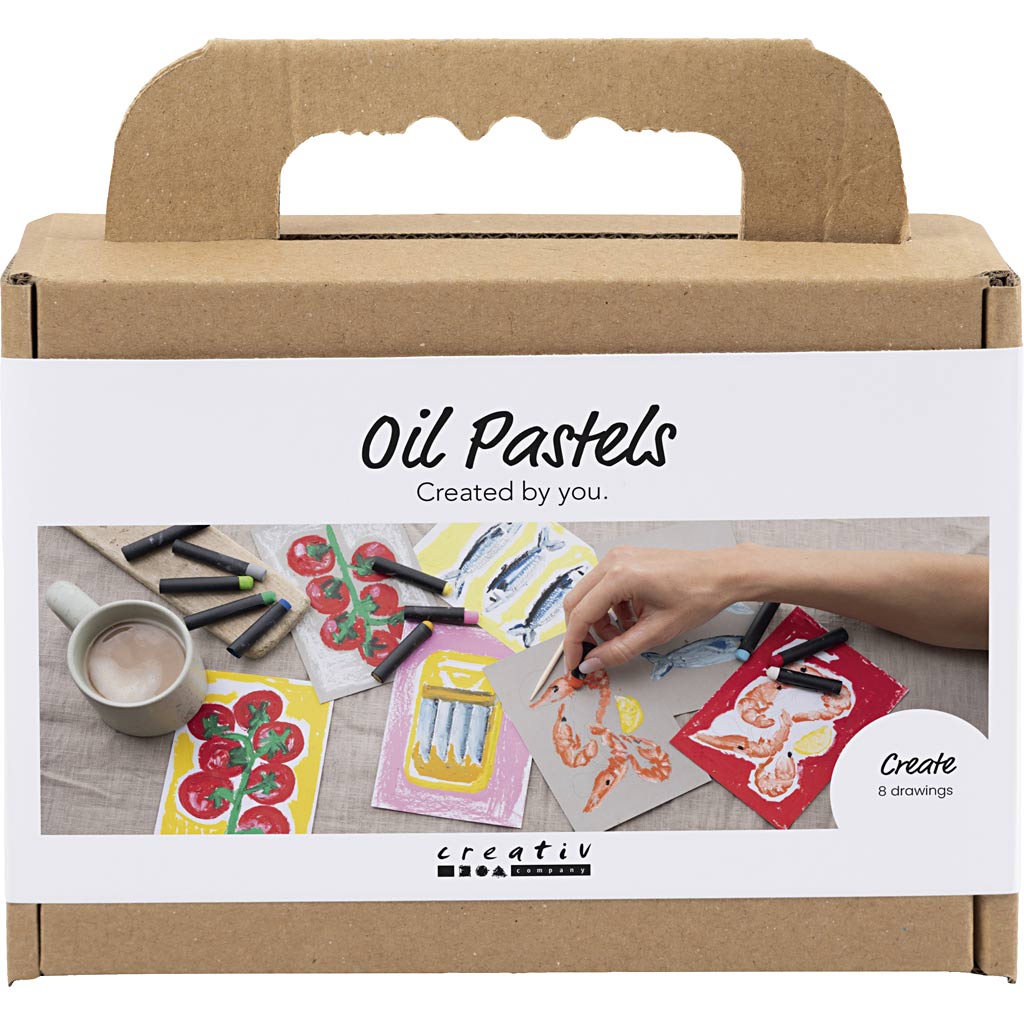 Creativ company mini hobbyset oliepastel, grijs, wit, 1 doos