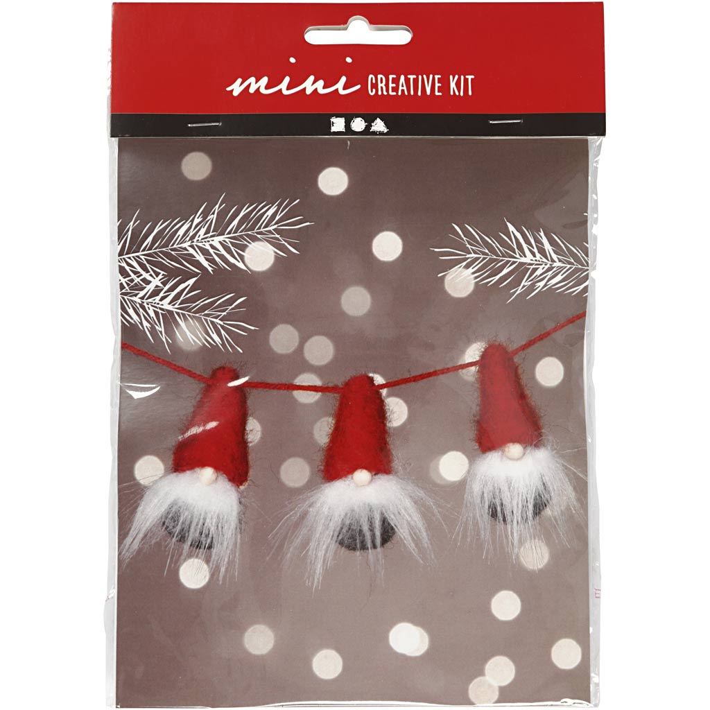 Creativ company creative mini kit, kerstkabouter aan een touw, h: 6 cm, 1 doos