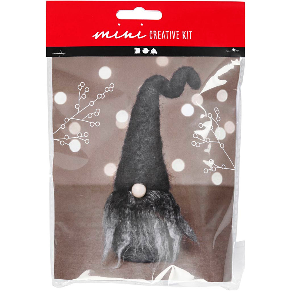 Creativ company mini hobby set, Christmas gnome, h: 13 cm, gray mix, 1 box